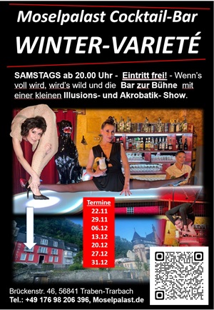 Plakat des Moselpalast Varietétheater am Brückentor, Traben-Trarbach - Mosel